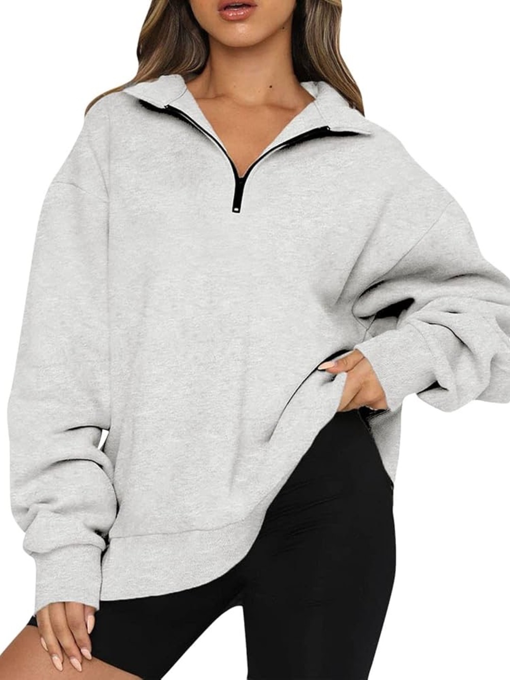 TNA Light Gray Half-Zip Pullover Sweatshirt